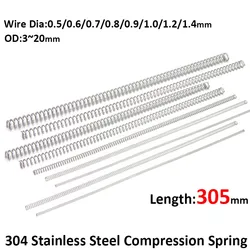 305mm Compression Spring Long Pressure Spring 304 Stainless Steel Springs Wire Dia 0.5 0.6 0.7 0.8 0.9 1 1.2 1.4mm OD 3mm~20mm