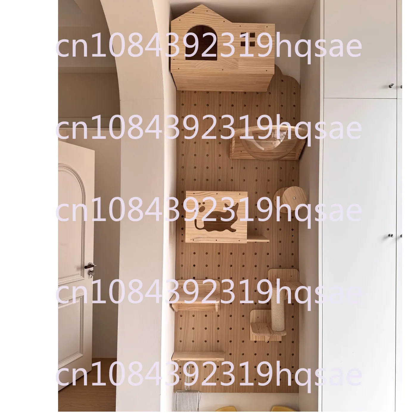 Solid Wood Wall Mounted Cat Climbing Frame, Household Jumping Platform, Cat House, Villa, Perforated Board