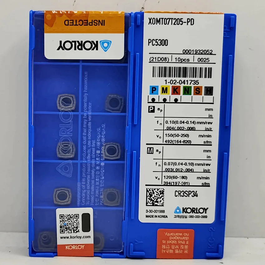 XOMT040204/XOMT050204/XOMT060204/XOMT07T205/XOMT090305/XOMT11T306/XOMT130406-PD PC5300 KORLOY Original carbide inserts 10PCS/BOX