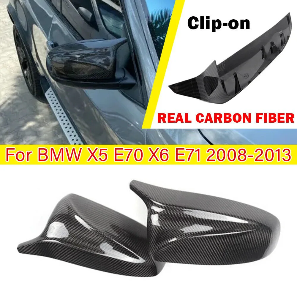 

For BMW X5 E70 X6 E71 2007-2013 Real Carbon Fiber Car Replacement Rearview Side Mirror Cover Wing Cap Exterior Case Trim Auto