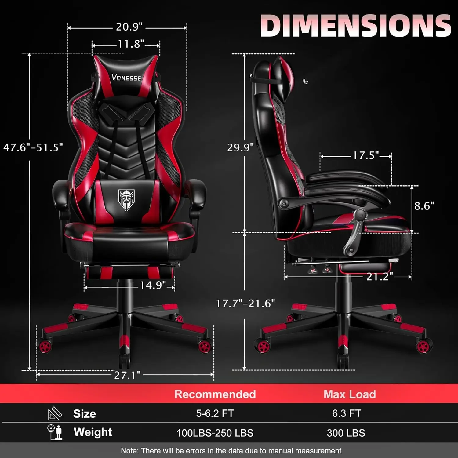 [سعر مخفض، حار بيع! ]كرسي ألعاب للبالغين، كرسي كمبيوتر بظهر مرتفع، كراسي ألعاب كبيرة وطويلة مع مسند للقدمين و