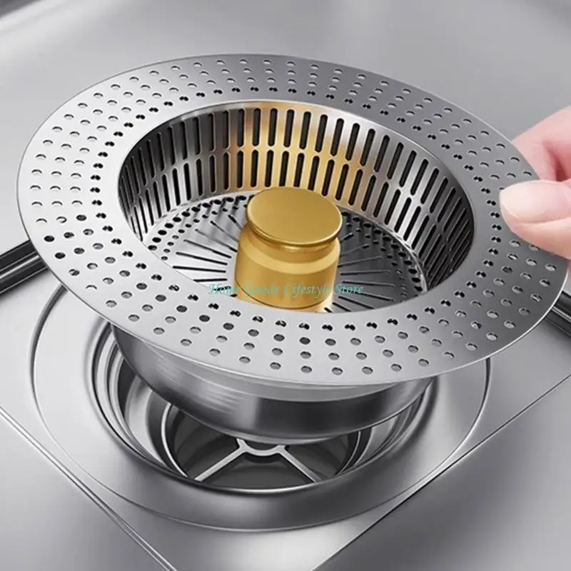 

E74E Stainless Steel Sink Strainer Gold Coated Kitchen Drain Covers and Plugs