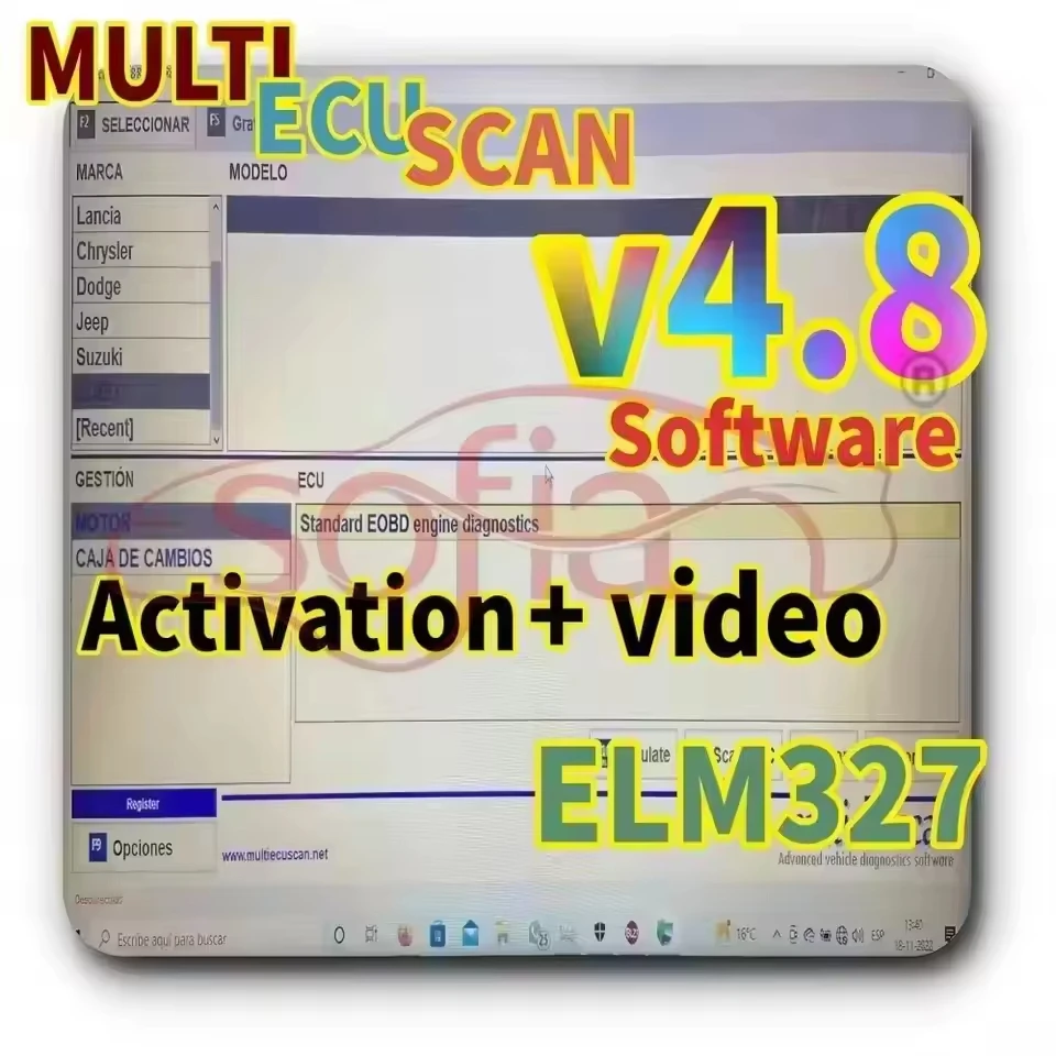 

Программное обеспечение Multiecuscan V4.8 для сканера Fiat/Chrysler/Dodge/Jeep/Suzuki 4,8 + ELM327 + адаптер плоского адаптера