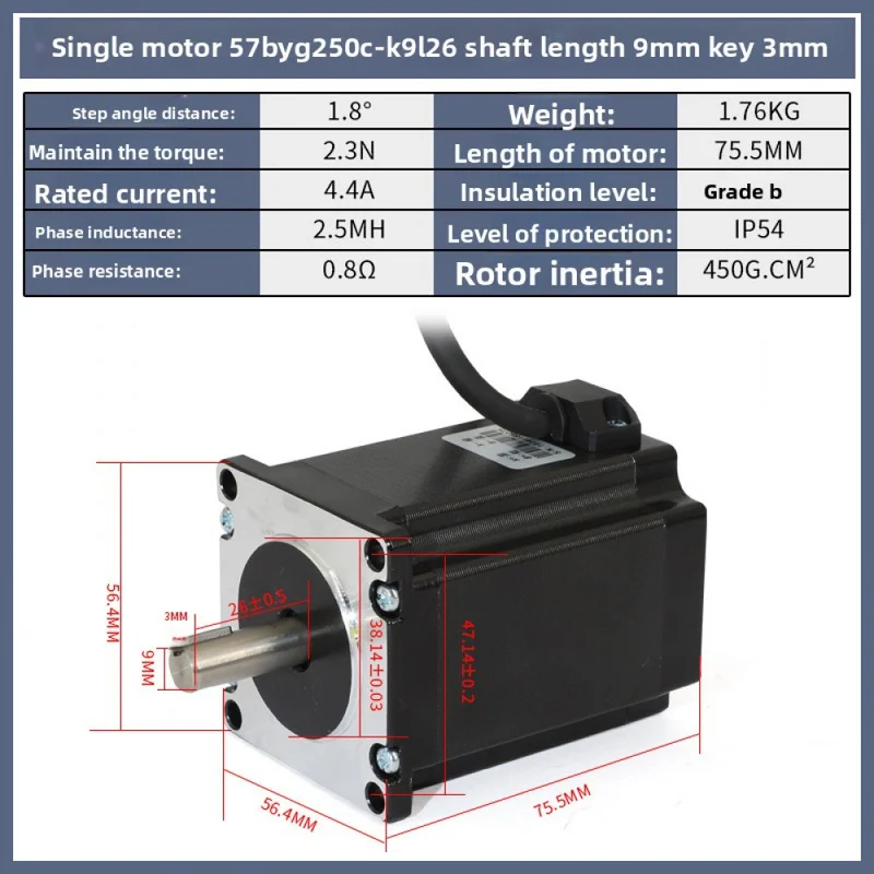 Hybrid Stepper Motor 4-Lead, 2-Phase High Torque 1.8° Stepper for Machine & Robotics,SL26123