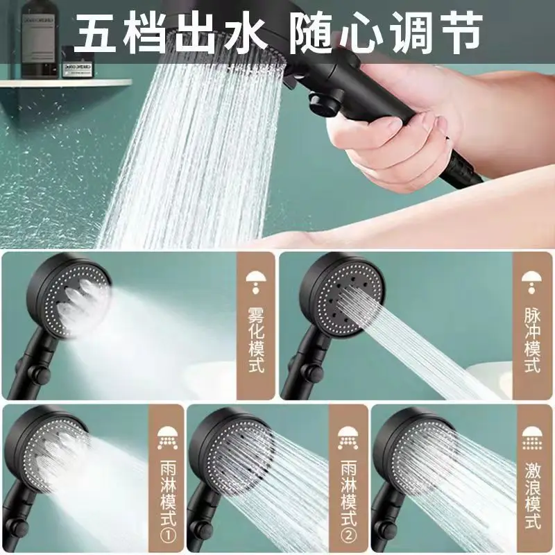 Bathroom Accessories Pressurized Shower Head Water Saving Flow 360 Rotating Twin Turbo Pressurized Propeller Fan Shower Head