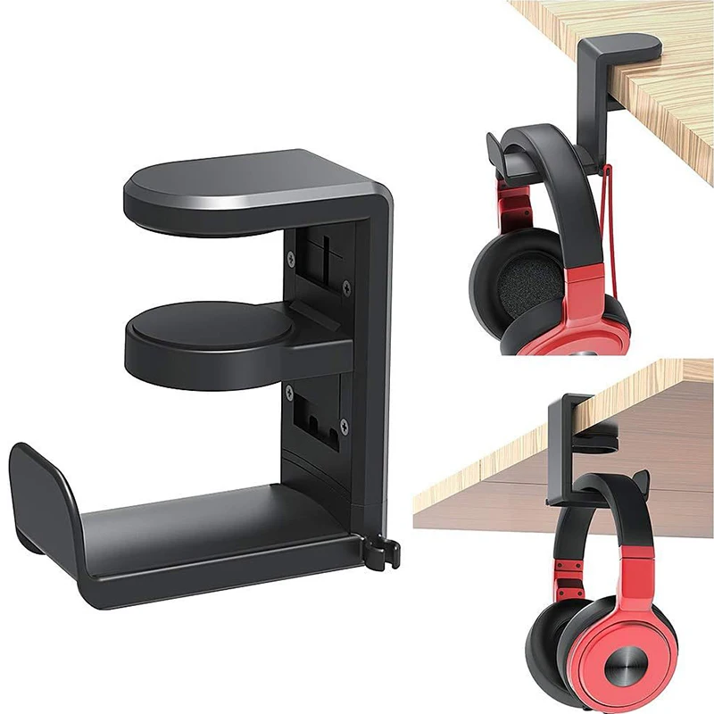 Creative No Punch Super Load-bearing Table Clip Headphone Hook Headphone Holder 360 Degree Rotating Headphone Storage Holder