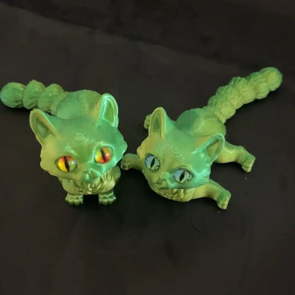 Olhos grandes 3d impresso gato modelo material plástico design realista gatos articulados escultura criativa tecnologia de impressão 3d