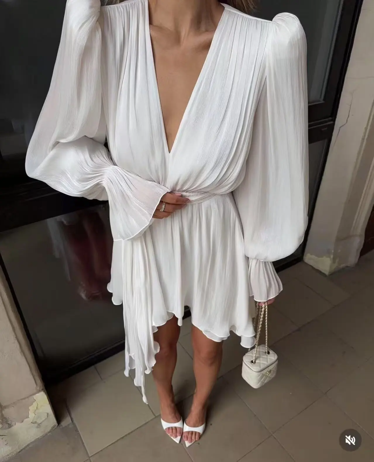 

Elegant Party Dresses V Neck Fashionable Long Sleeved Multiple Lace Vacation Gown Woman Clothing 2025 Summer One-Piece Dress