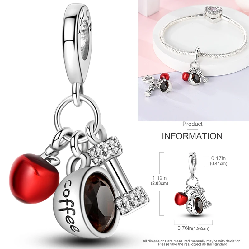 925 Sterling Silber Sport-Charm-Perlen Tennis-Schläger Boxhandschuhe Hantel Fitness DIY Armband Halskette Geschenk für Sportler – Detail 19