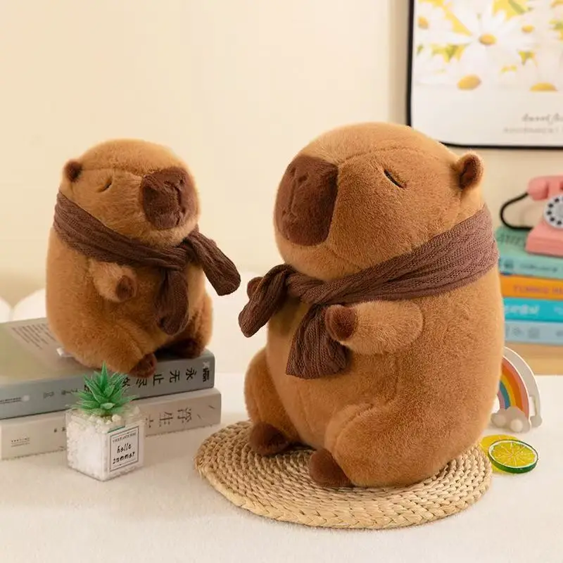 25-30CM Hot Plush Stuffed Doll Cute Scarf Pufferfish Plush Kawaii Animal Toy Children's Birthday Gift Capybara Doll Kids Toys