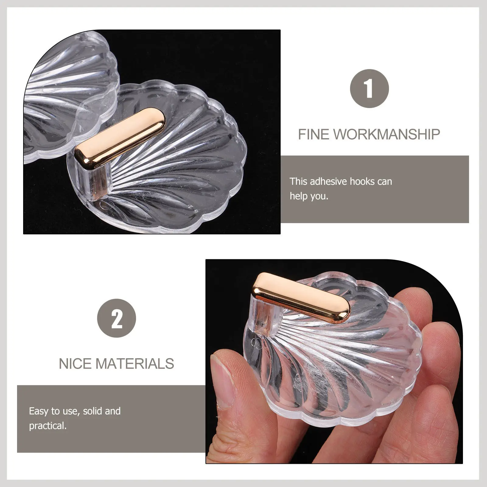 6Pcs Adhesive Wall Hooks Heavy Duty Self Stick Towel Hooks for Bathroom Kitchen Bedroom Hallway Office Space Saving Smooth