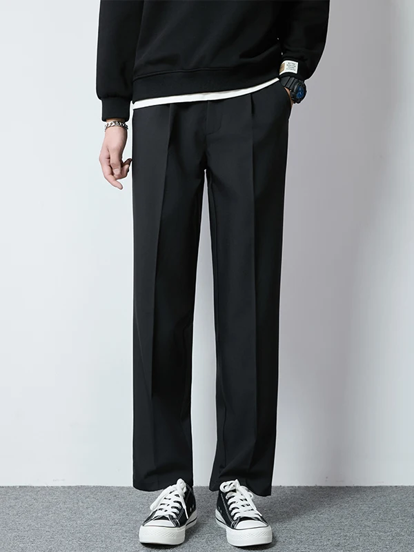 

Мужские брюки прямого кроя, свободные, в американском стиле, повседневные, с высокой талией, широкие штанины, для весны и осени, универсальные, модный бренд