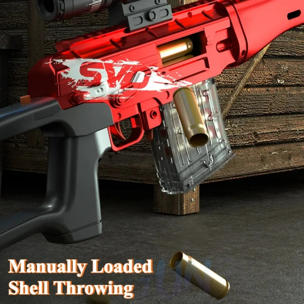 SVD Continuous Shell Throwable Soft Shell Gun Toy Chicken Eating Sniper Rifle Model Outdoor Shooting CS Games Christmas Gift