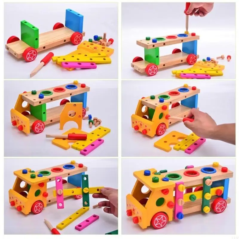 

F19F Kids Деревянный набор инструментов Demolition Car Toy Grap