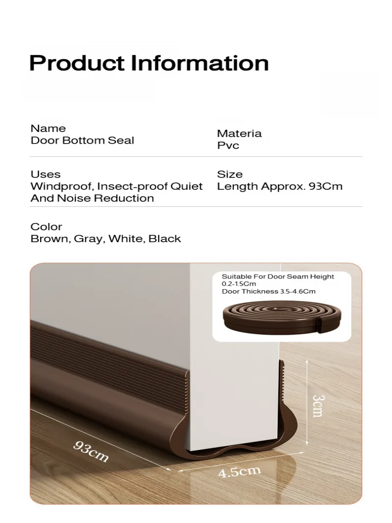 شريط عزل سفلي للباب المنحني، شريط عازل للصوت، كتم الصوت، ملصق مضاد للرياح، ختم سفلي للباب