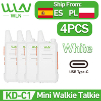 4PCS WLN KD-C1 White Mini Handy Portable  Walkie Talkie  UHF 400-470 Mhz KD-C1T  Ham Radio Type-C Charging Mi-Ni Walkie Talkie