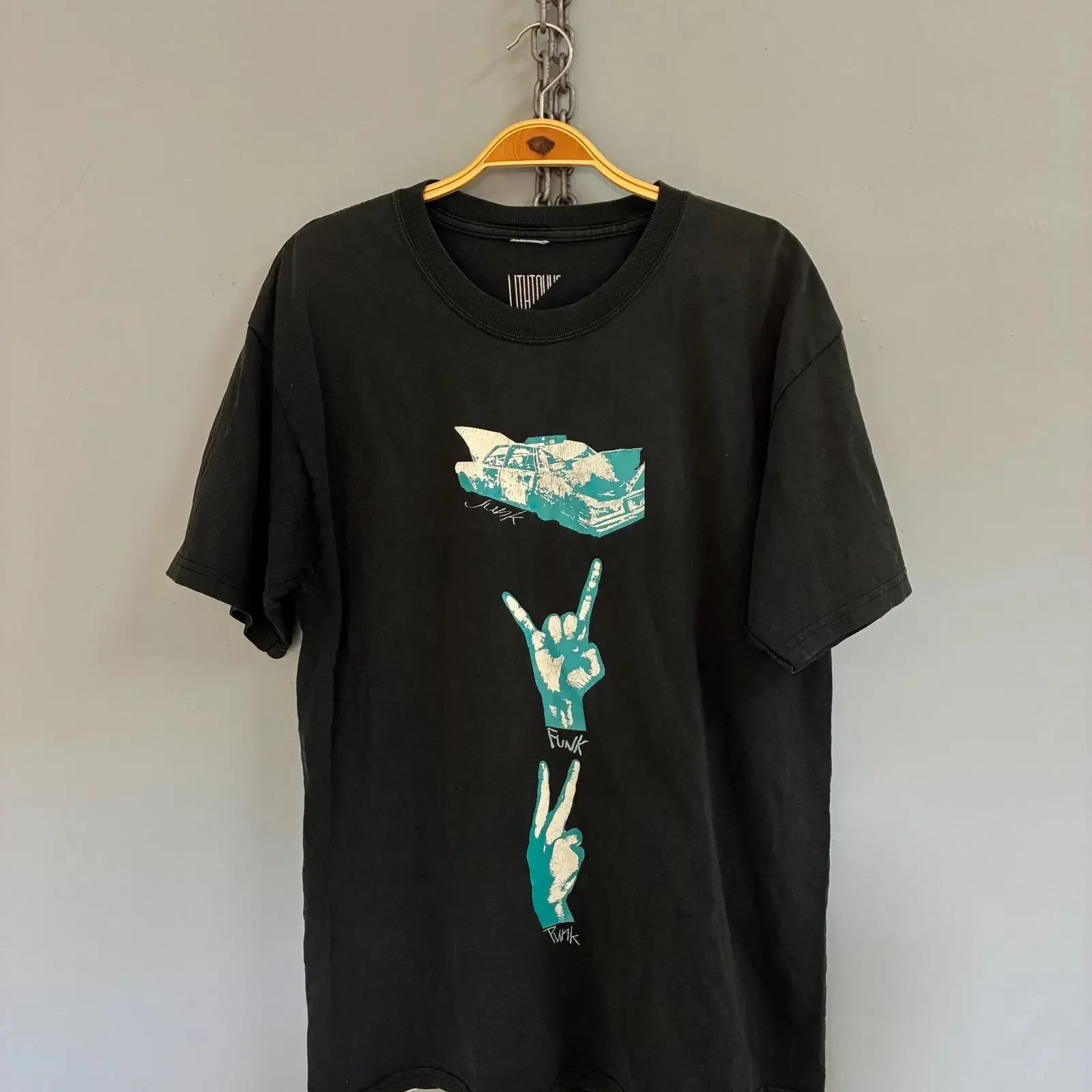 Vintage Y2K Lith Tokyo Japanese Brand Junk Funk Punk T Shirt vintage Washed streetwear Versatile Stylish Casual Stretched