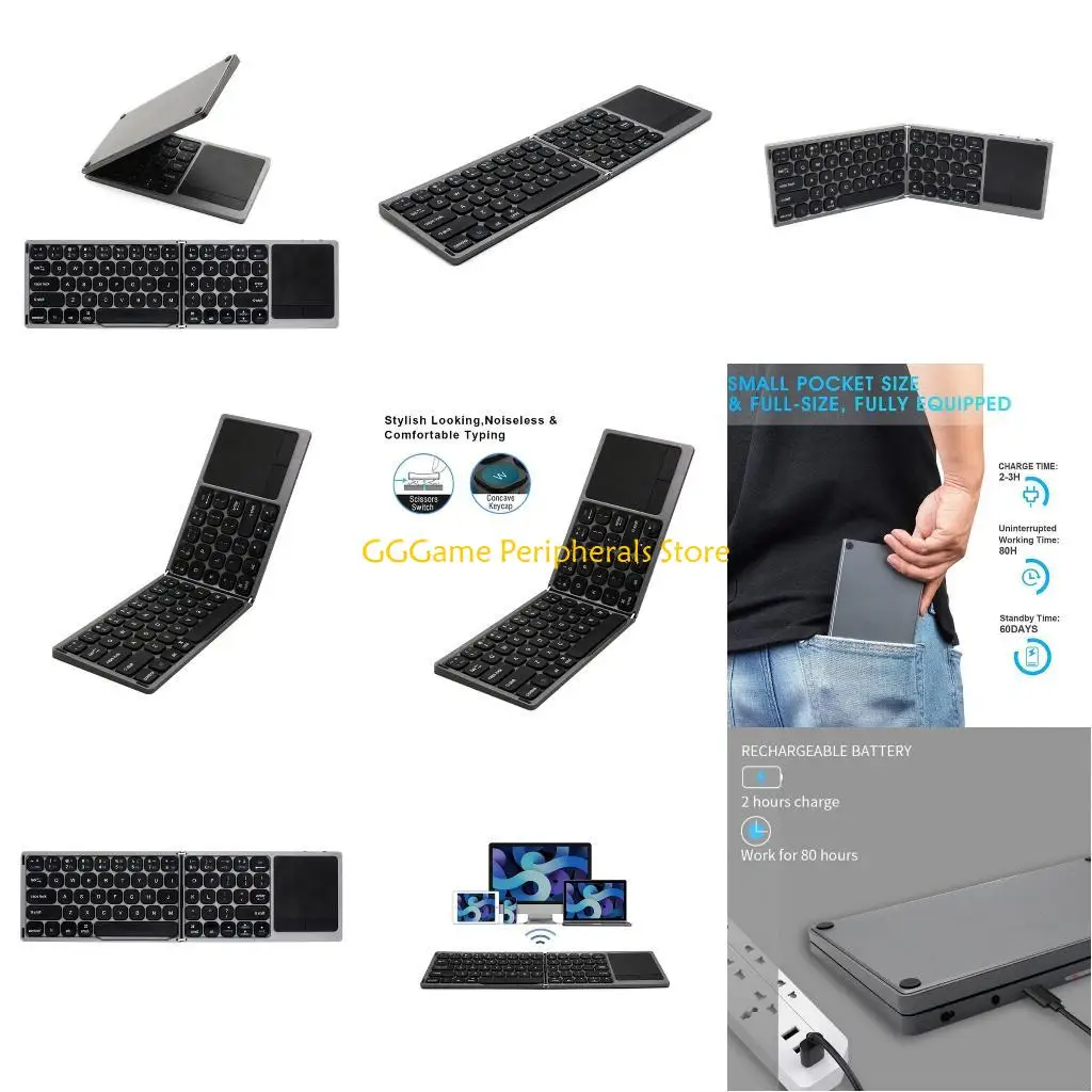 

U55B Mini Folding Keyboard Pocket Portable Bluetoothcompatible for Phone Tablets Pad