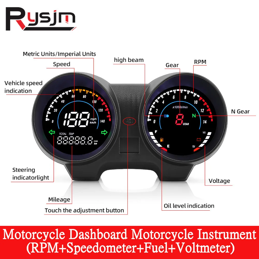 

Цифровой прибор для мотоцикла, приборная панель, измеритель оборотов в минуту, спидометр, топливное напряжение с дисплеем шестерни для Бразилии, титана 150 для CG150
