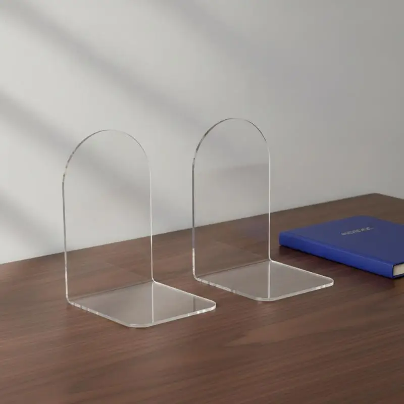 Clear Transparent Acrylic Book Holder, Non-Skid Universal Bookends, Acrylic Book Stopper, Desktop Book Support Accessory