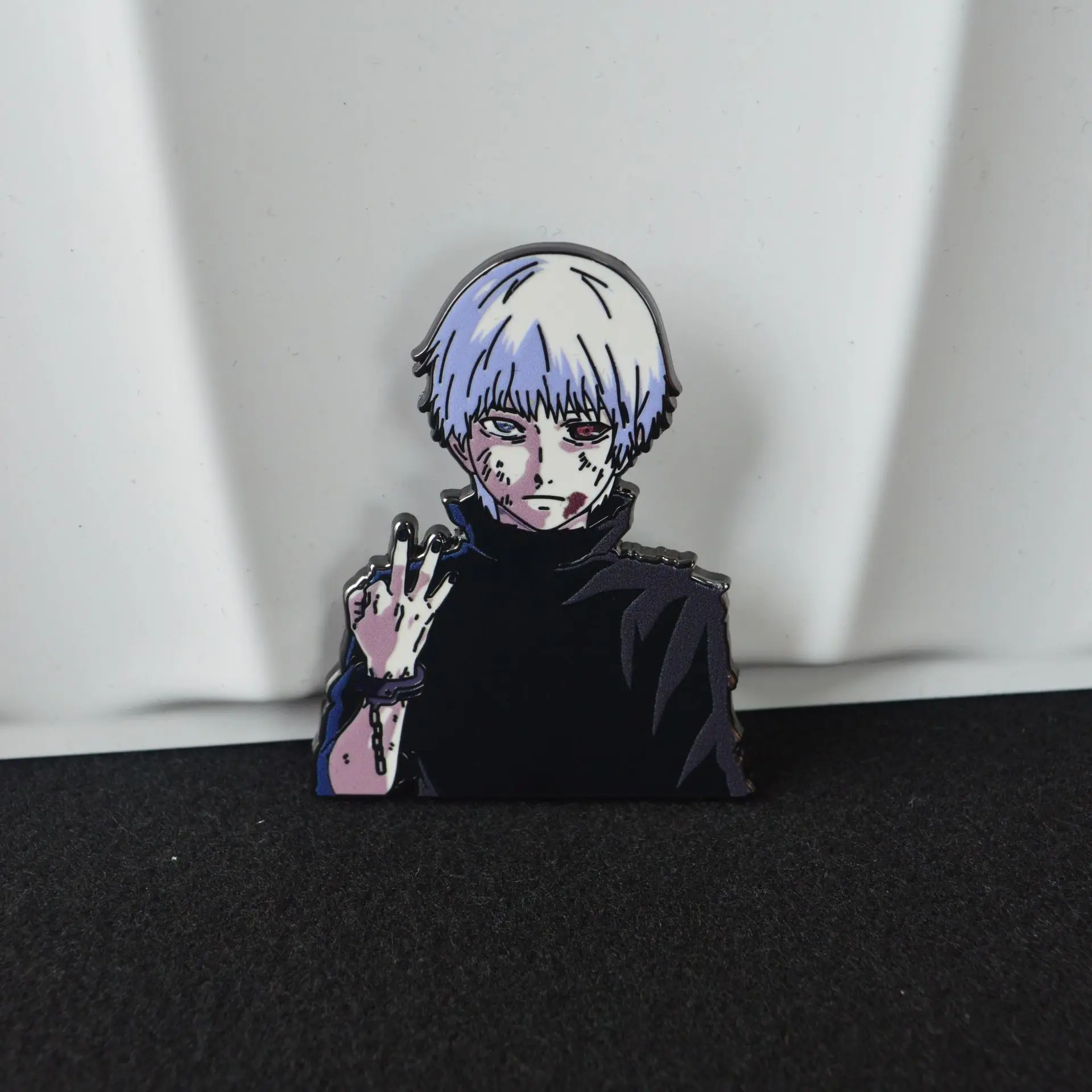 Japanese Anime Man Kaneki Ken Lapel Pins for Backpack Hard Enamel Pin Brooch for Clothes Briefcase Badges Jewelry Accessories