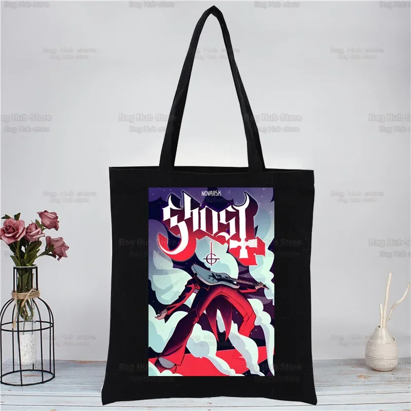 Ghost Band Heavy Metal Music Band Prevalent Shopping Canvas Bag Female Girl Tote Eco Harajuku Shopper Shoulder Bags,Drop Ship