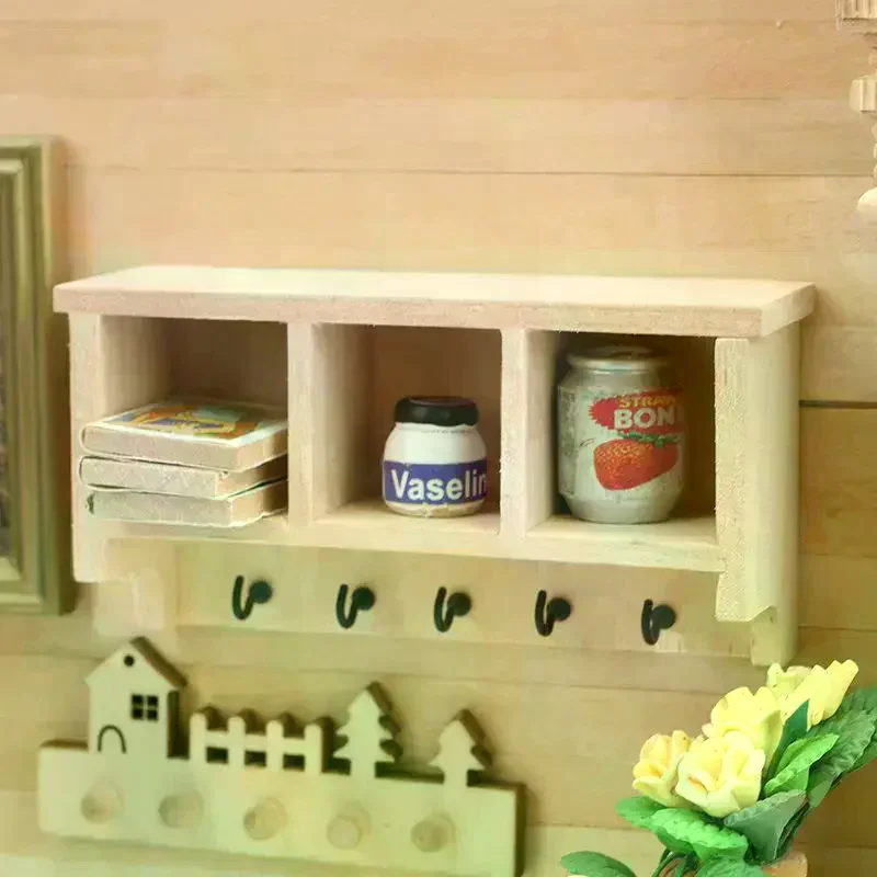 1/12 Dollhouse Simulation Mini Wall Shelf Hanging Rack Model Dollhouse Living Furniture Decoration Dolls House Accessories