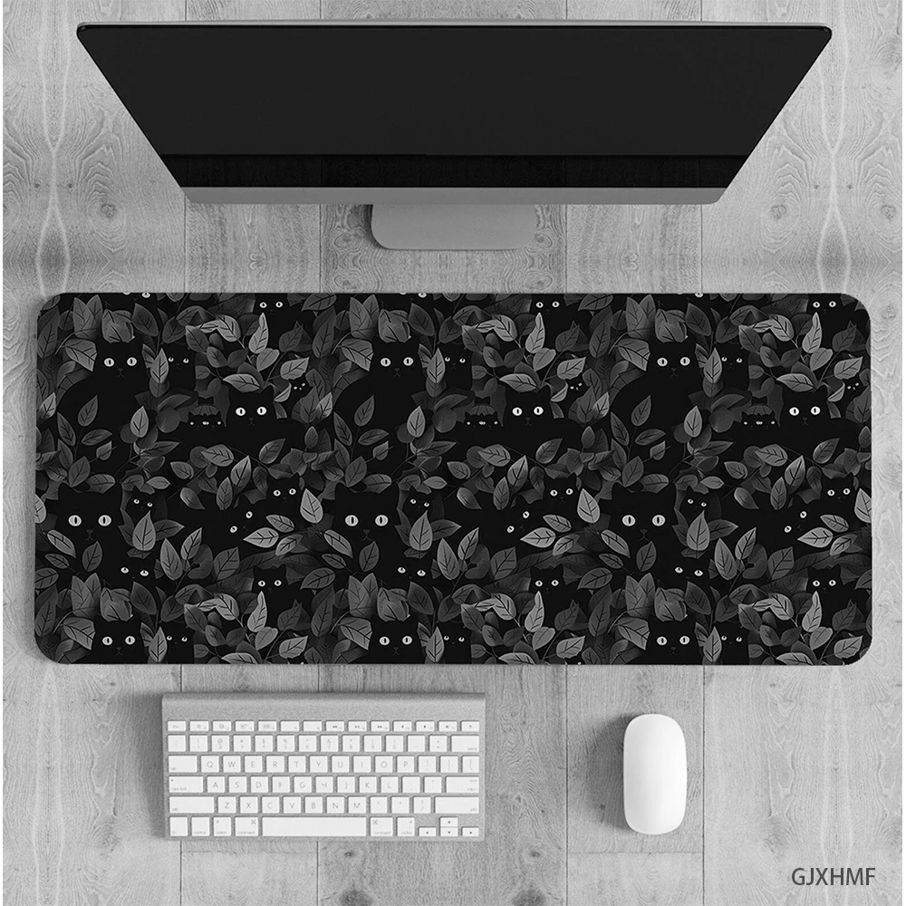 Cats Cute Grey Mouse Pad Flower Mat Kawaii Black Hidden Kitten Green Deskmat Plant Cool Mousepad Desk