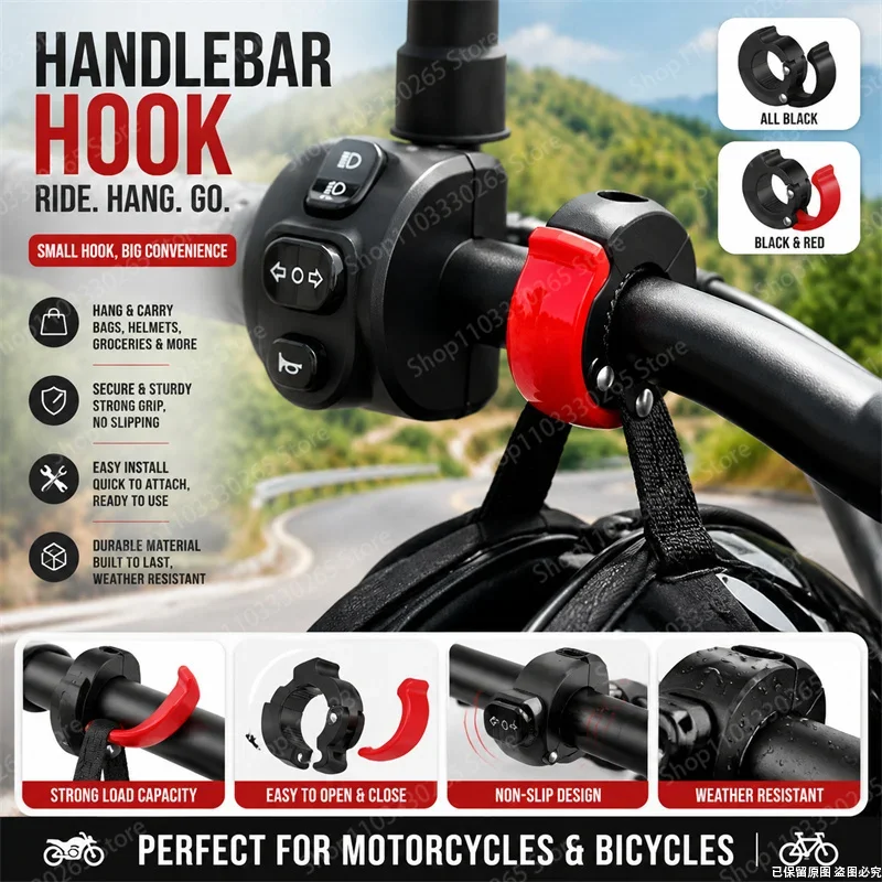 Heavy Duty Motorcycle Bike Handlebar Hook Anti Slip Easy Install For Helmet Bag Scooter Accessories