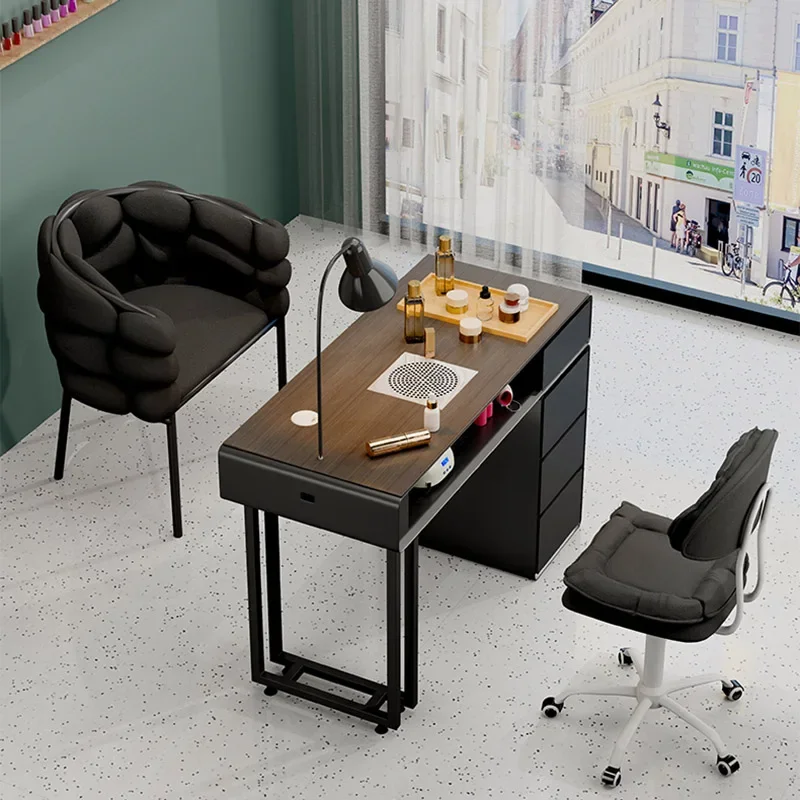 طاولة أظافر أوروبية مدمجة، منظم كبير، محطة طاولة أظافر، أثاث فريد من نوعه من Mesinha De Manicure