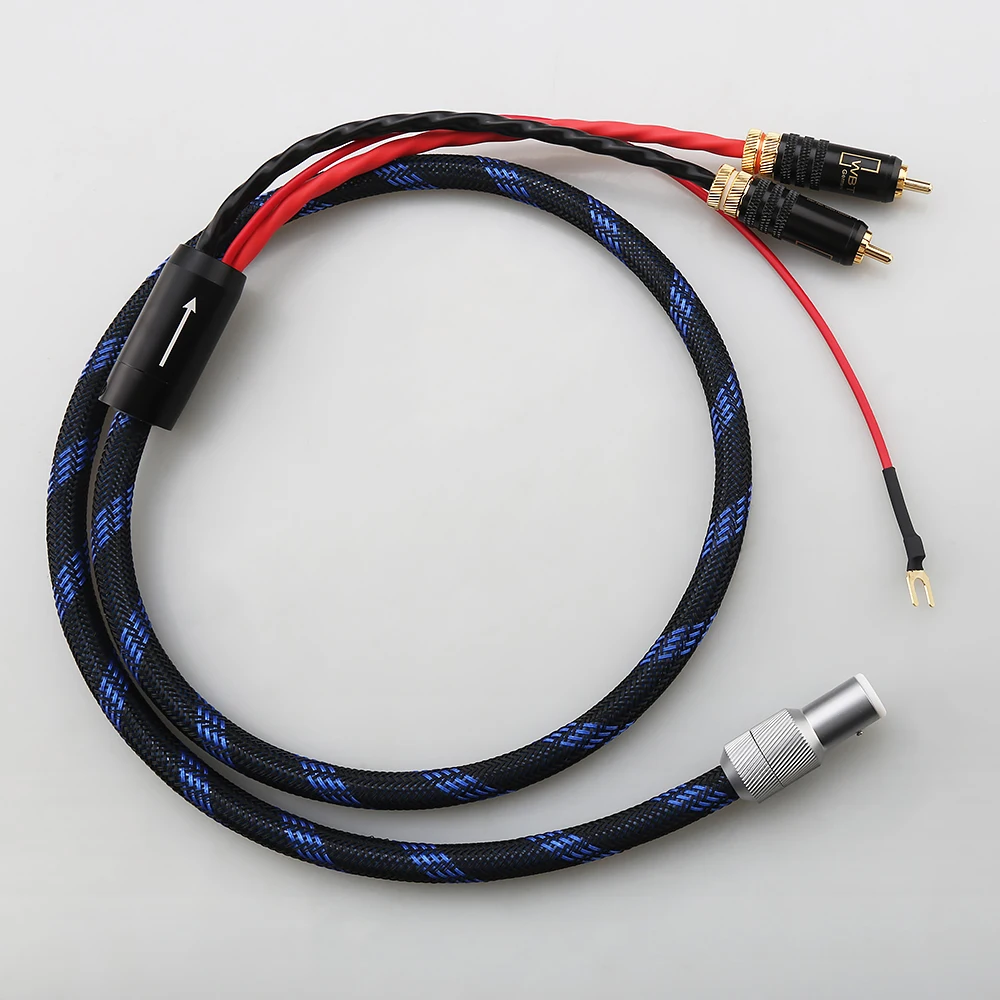 HiFi Tonearm Cable with 5-Dins Female Connector To RCA Audiophile Hi-Fi Phono Cable Silver Plated Turntable for Enhanced