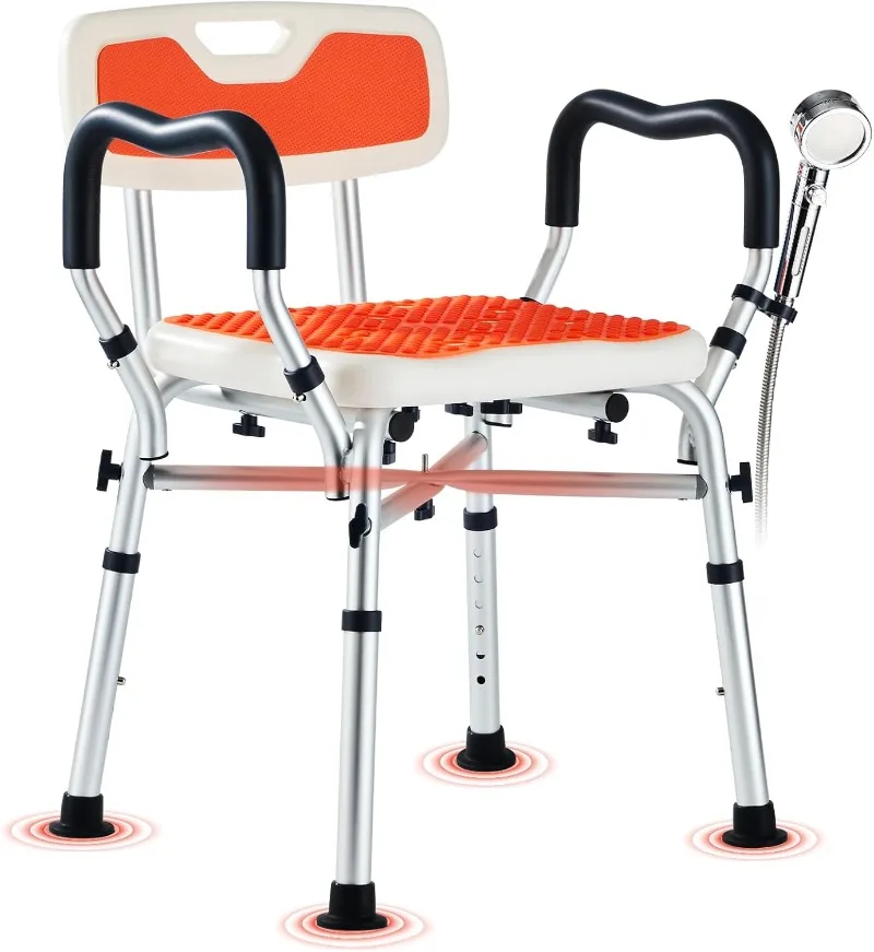 Adjustable 550 lb capacity heavy duty shower chair unique indoor bathroom safety for the elderly and disabled