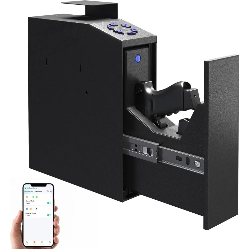 

Сейф для пистолета, биометрический слайдер, прикроватный сейф для пистолета, автоматическая раздвижная дверь, ручной сейф для пистолета с 3 быстрыми отпечатками пальцев, PIN-код,