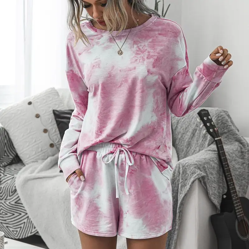 Spring Women's Home Comfortable and Fashionable Tie Dyed Printed Women's Set