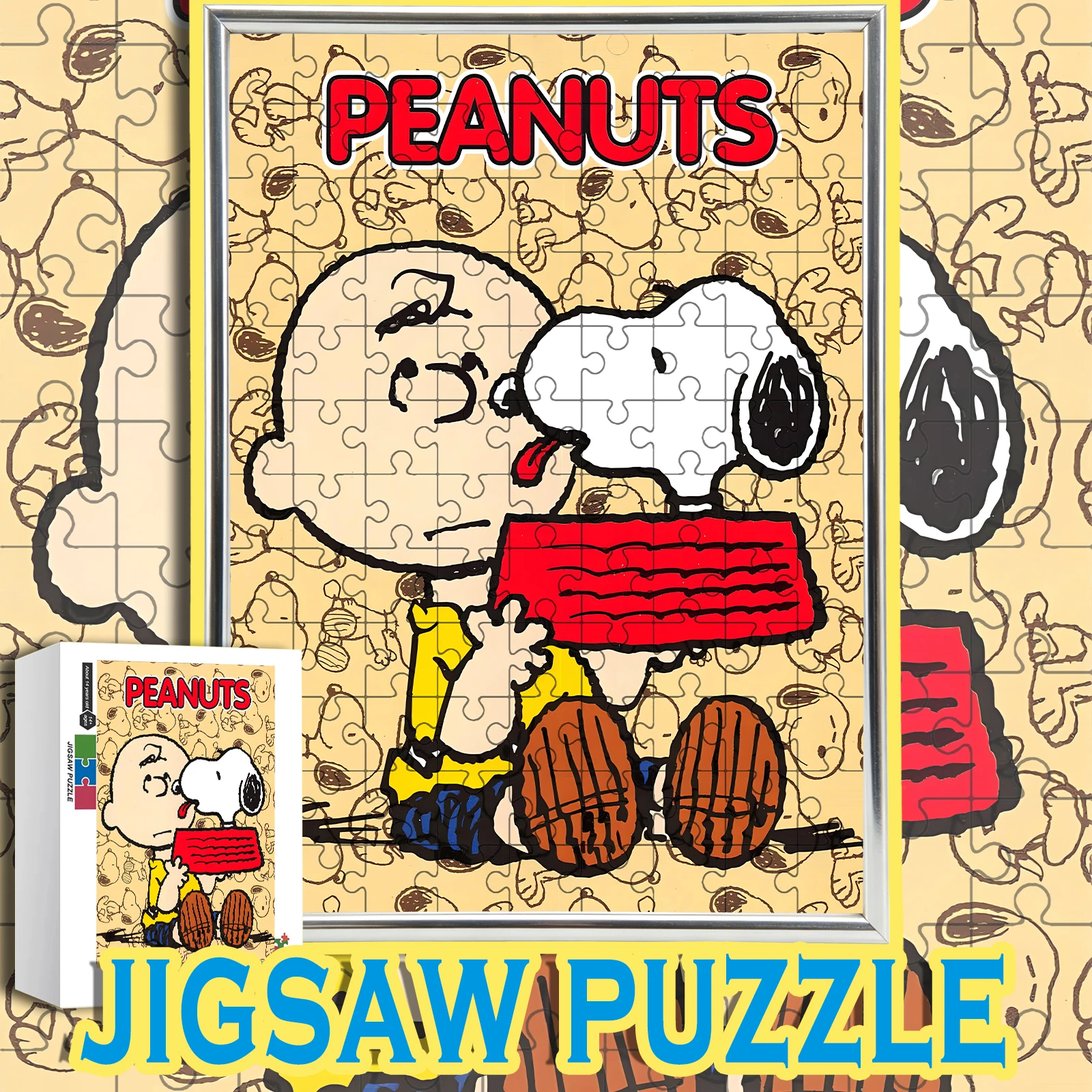 Warm Yellow Background Snoopy Sketch Pattern Puzzle 108-1000pcs Home Decor