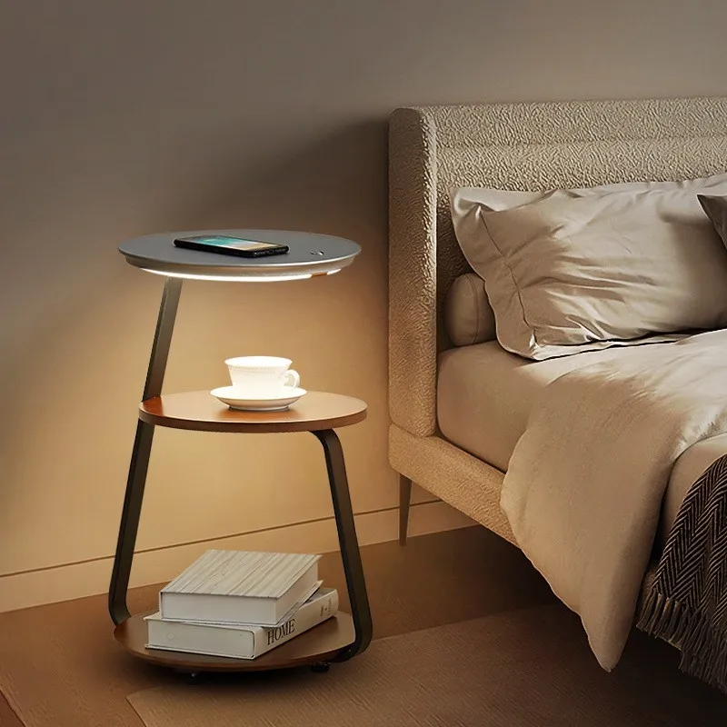 Floor Lamp Living Room Sofa Bedroom With Mobile Phone Wireless Charging Creative Shelf Design Bedside Table All In One News