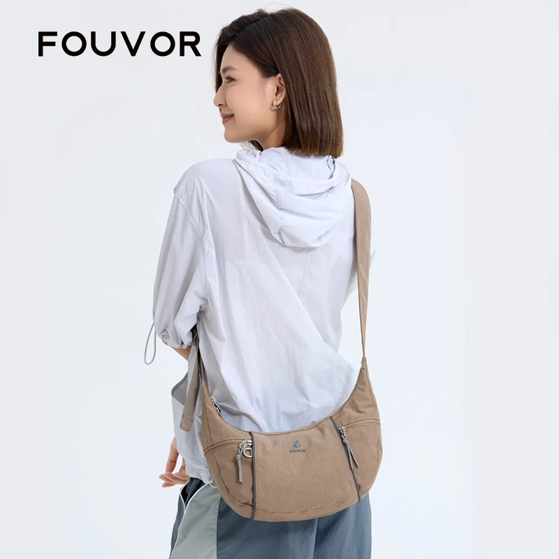 

Fouvor Women's Nylon Crescent Crossbody Bag Half Moon Waterproof Travel Shoulder Bag 7L Lightweight Water-resistant Bag 3073-05