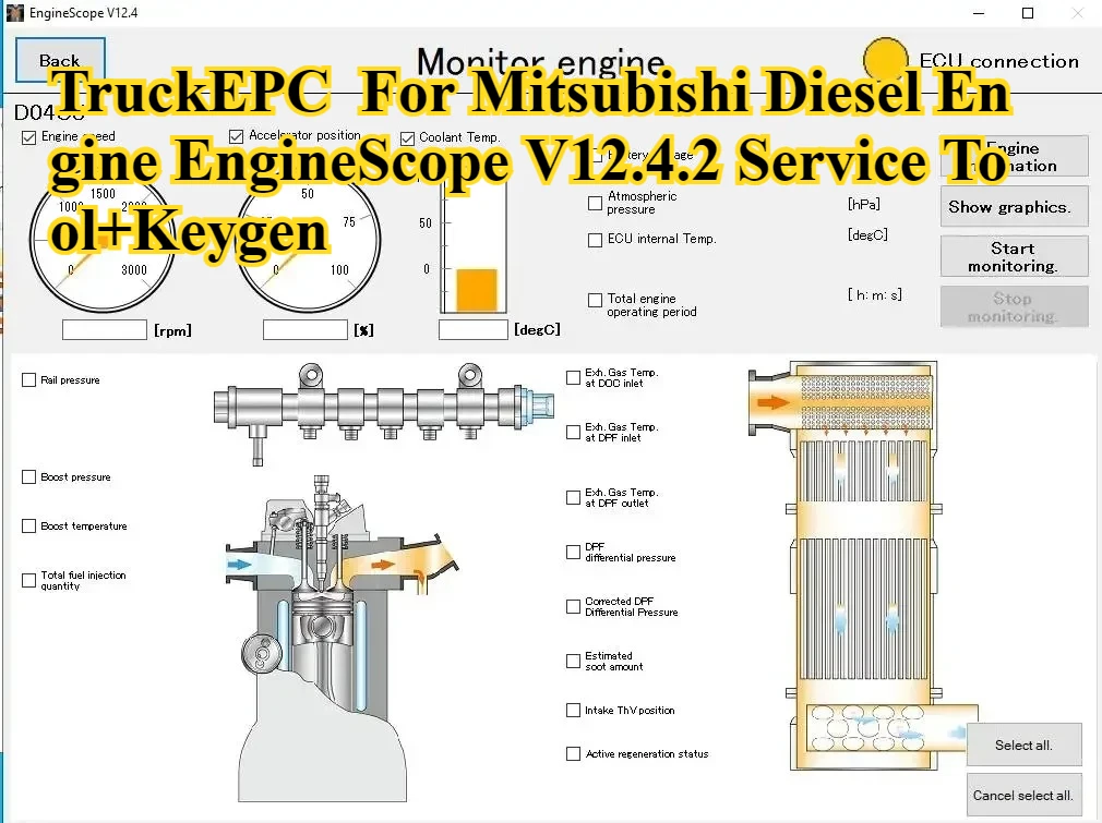 

TruckEPC для дизельного двигателя Mitsubishi EngineScope V12.4.2, сервисный инструмент + ключ