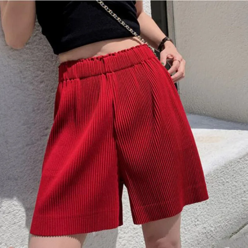 Fold Pleated shorts Women' Trousers plus size Summer Casual shorts High Waist Wide Leg shorts Female Pantalon Mujer