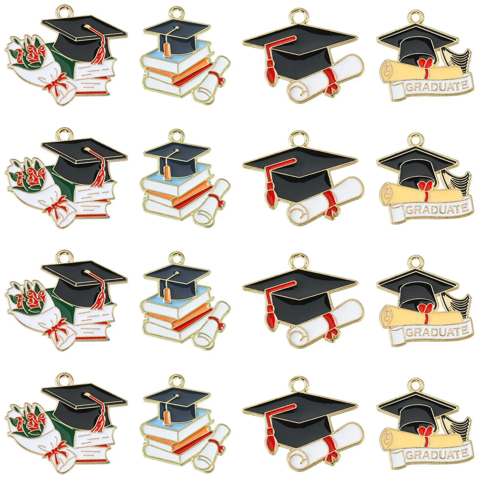 

Pandahall 40Pcs 4 Styles Academy Charms Enamel Graduation Hat Charms Book with Bachelor Hat Charms for Jewelry Making DIY Crafts