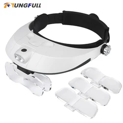 New Magnifier Headband Glasses Magnifier Binocular Glass Headset Magnifier LED Headband Wearing Style Magnifying Glass