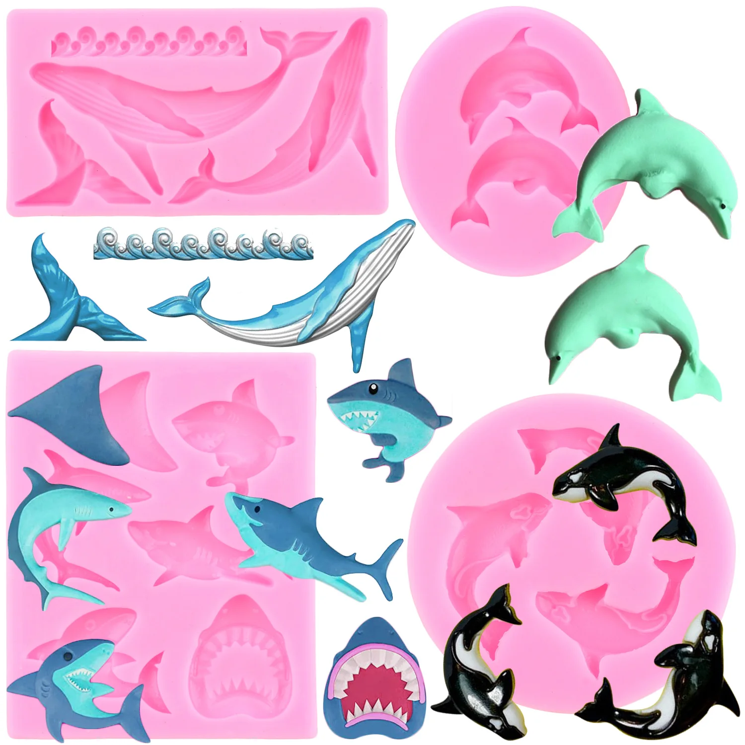 Dolphin Fondant Silicone Mold Shark Cake Molds DIY Cake Decorating Tools Chocolate Gumpaste Moulds Candy Resin Clay Mould