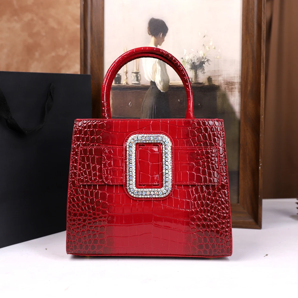 

Autumn Winter Crocodile Pattern PU Handbag Large Capacity Women's Crossbody Shoulder Bag Fashionable for Middle-Aged Ladies
