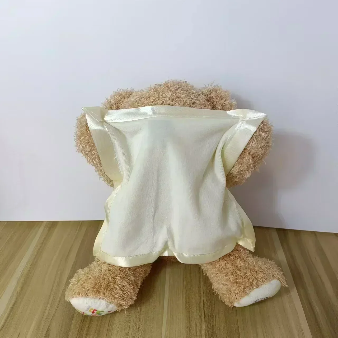 33cm urso tímido esconder jogar procurar brinquedo de pelúcia animal de pelúcia falando música elétrica falar peekaboo urso crianças bebê presente de natal