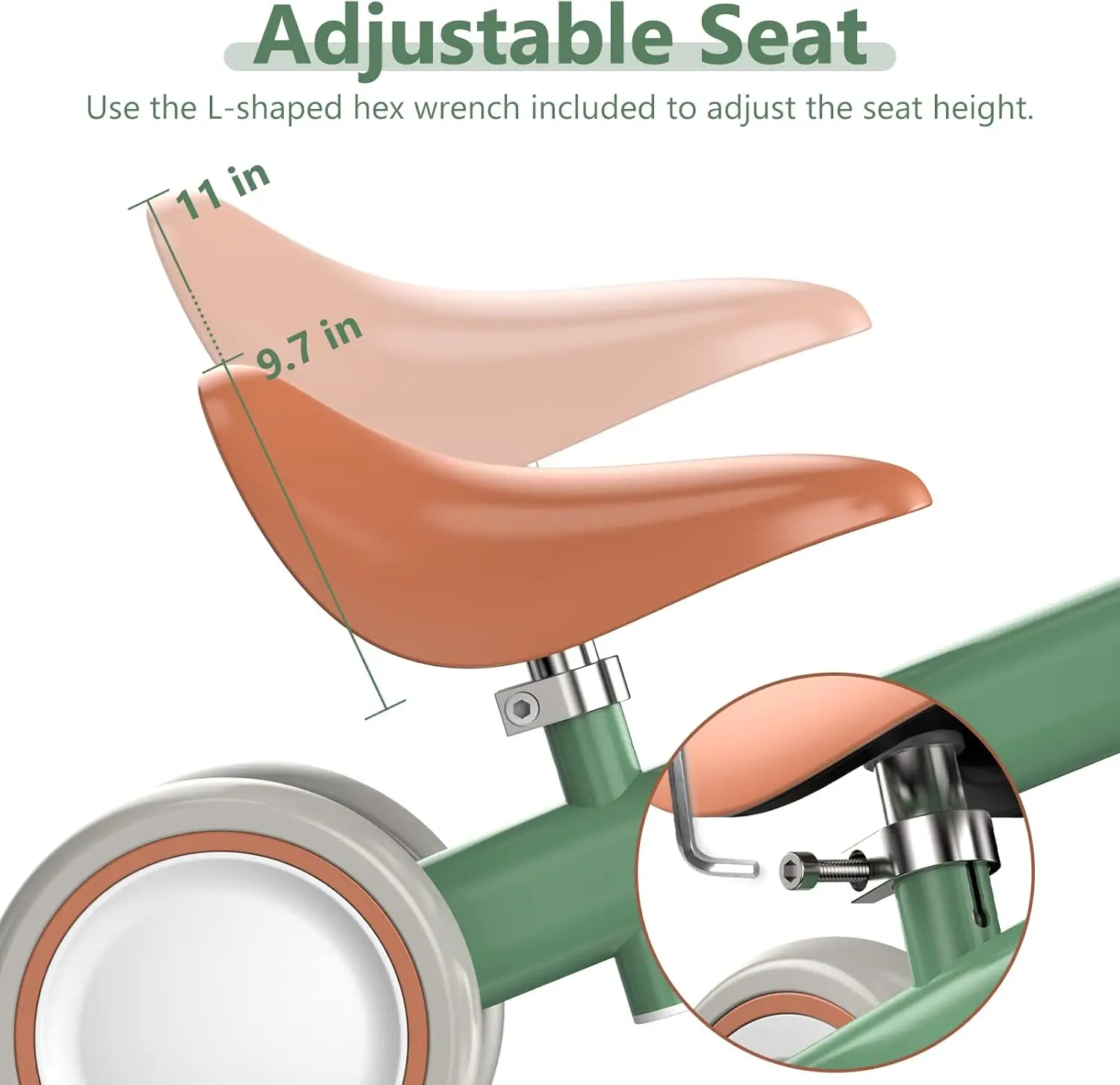 Vélo d'Équilibre pour Bébé Garçon et Fille de 1, 2 et 3 Ans, Bicyclette à 4 Roues avec Siège Réglable, Cadeau de Premier Anniversaire pour Nourrisson