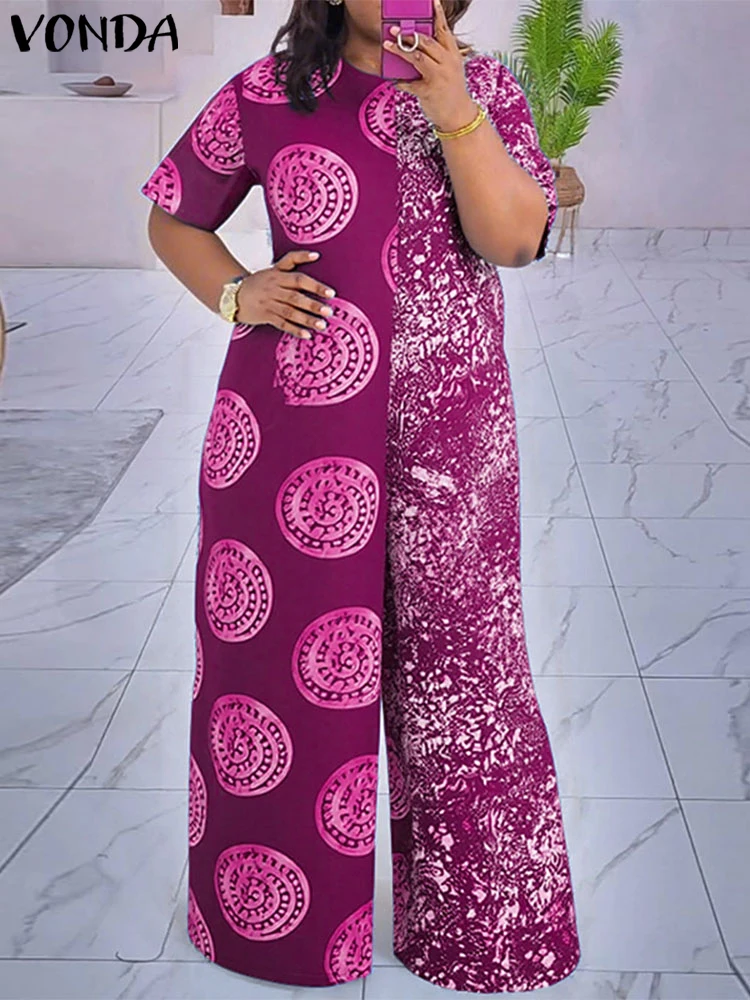 فوندا جمبسوت حريمي عتيق مرقعة بلايسوت فوندا 2025 طباعة صيفية واسعة الساق وزرة قيعان فضفاضة ملابس كبيرة الحجم #1