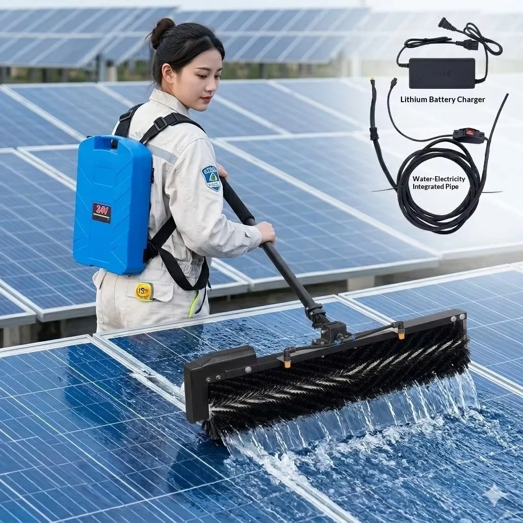 Aluminum Extension Pole Brushless Motor AC DC Powered Solar Panel Rotating Window Cleaning Brush Eco Friendly