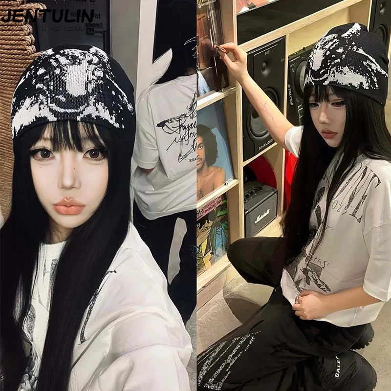 Dark Gothic Goat Grunge Vintage Punk Pullover Cap Fashion Harajuku Beanies Streetwear Accessories Unisex Hat Warm Ski cap