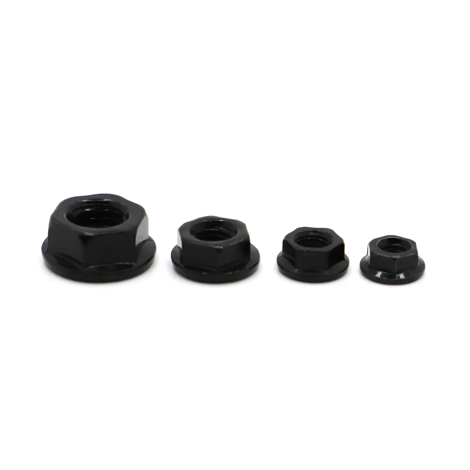 Black Carbon Steel Nut M3 M4 M5 M6 M8 M10 M12 Serrated Spinlock Flange Hex Lock Nuts
