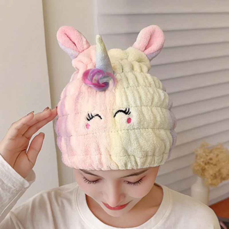 Women Chirdren Hair Drying Hat Quick-dry Microfiber Hair Towel Cap Hat Bath Hat Super Absorption Hair Dry Cap Solid Towel Cap